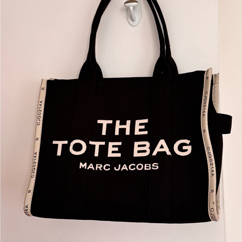 Marc Jacobs Black Canvas Tote with Bold Text
